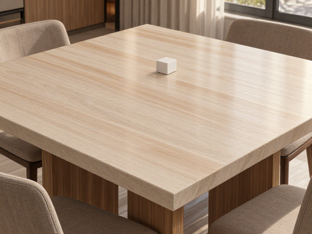 方形橡木原色石材台面餐桌，现代简约耐用，打造温馨家居空间