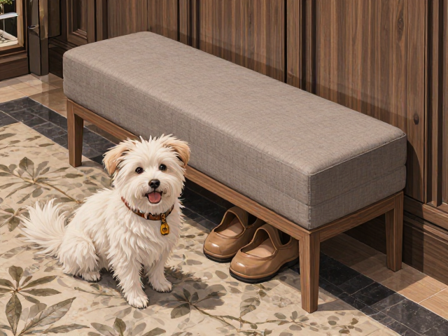 家用入户换鞋凳推荐，酒店级大堂凳设计，兼顾宠物陪伴与收纳