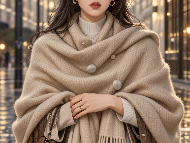 温柔加厚披肩怎么搭？女性通勤穿搭指南，优雅又保暖