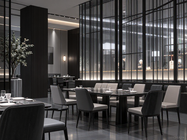 现代简约高级灰餐厅，黑白配打造高级用餐氛围