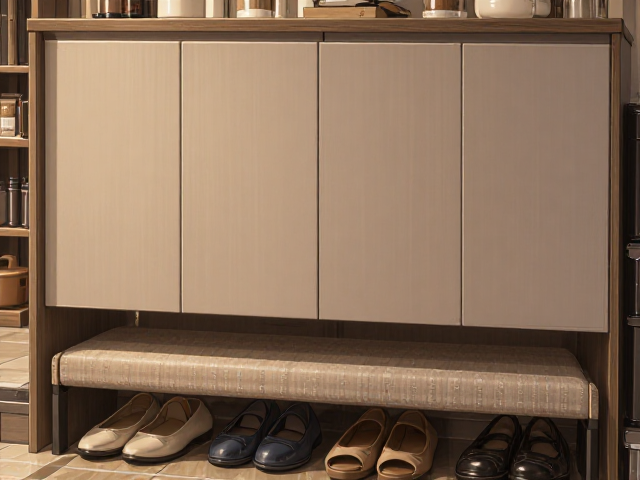 玄关超薄款鞋柜55-60cm推荐,搭配高脚凳显大又实用