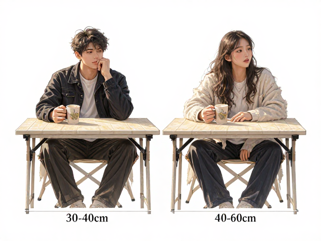 双人位折叠桌怎么选？折叠后宽30-40cm，40-60cm尺寸对比与选购指南