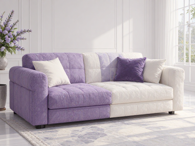 2024爆款拼色薰衣草紫布艺沙发,高颜值白色系客厅软装灵感