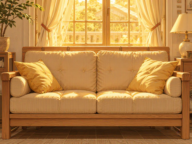橡木实木沙发搭配柚木元素,打造金黄色温馨客厅灵感