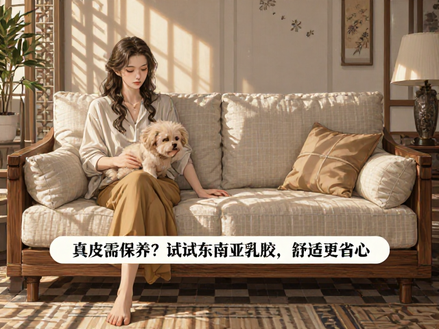 棉麻软包实木沙发配真皮需保养?试试东南亚乳胶,舒适更省心