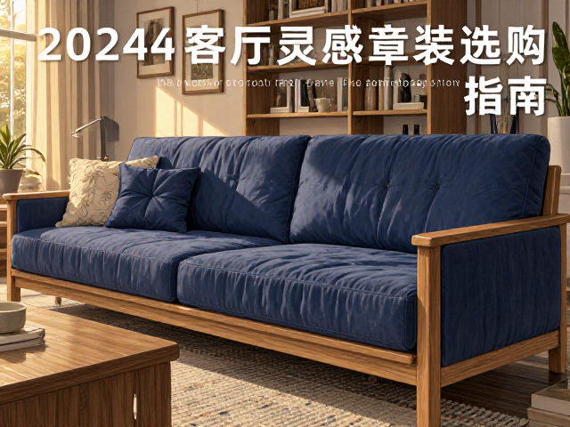 藏青色布艺染色原木色实木沙发,2024客厅高级感装修灵感与选购指南