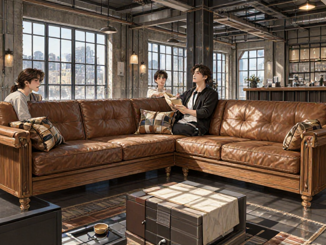 小户型实木沙发怎么选?工业风LOFTL型转角围合布局指南