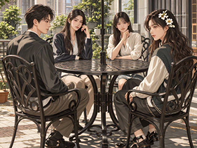 2.5米四人位铁艺桌椅,框架稳固不晃,单人位也超稳