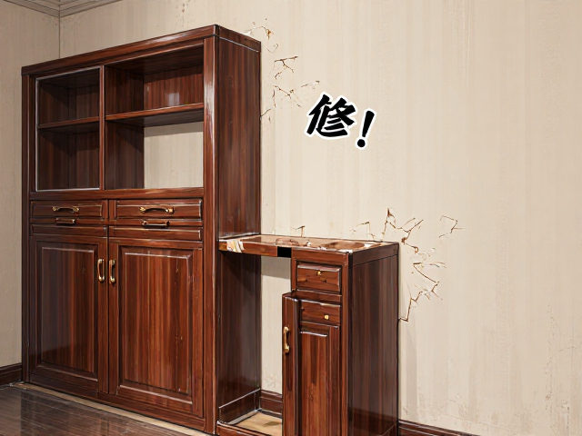 墙面破损怎么修?嵌入式中式实木柜遮挡法,省钱又美观