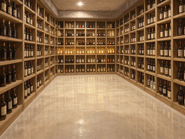 地下室酒窖地面固定嵌入式酒柜设计,恒温防潮打造专业储酒空间