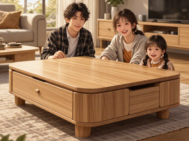 现代简约实木拼接家具,圆角设计守护全家安全
