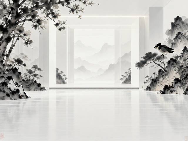 现代简约水墨意境,纯白高光设计打造高级空间美学