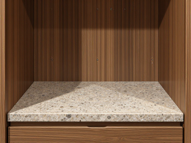 实木衣帽间搭配石英石台面,打造耐用又高级的收纳空间