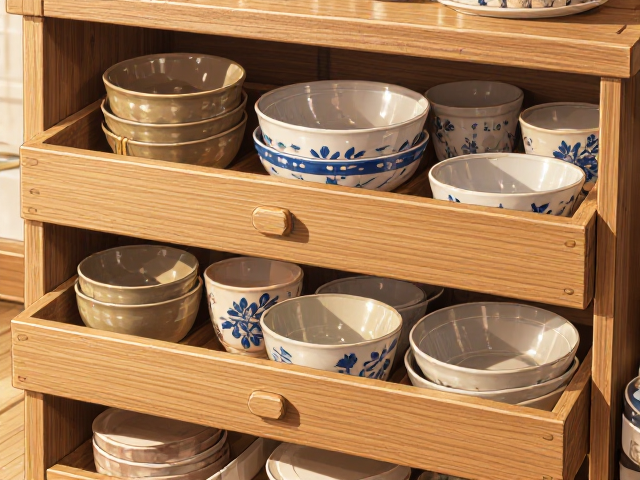 日式原木风家用厨房餐具收纳,打造高颜值收纳角落