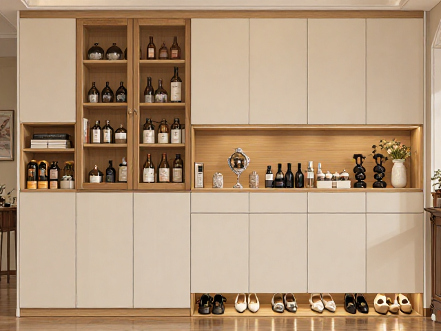 家用餐厅柜搭配鞋履展示柜,打造高颜值入户收纳美学