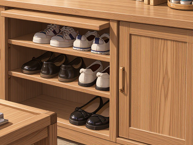 日式原木风书桌一体,鞋柜设计,小户型显大又收纳强