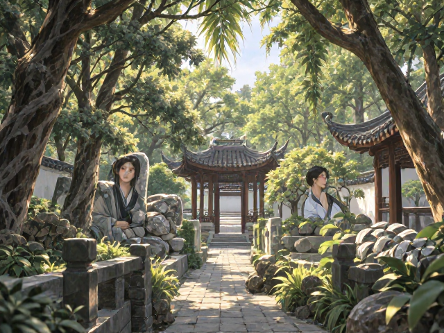 园林构图技巧,以树木构建视觉框架,聚焦核心并留白避满