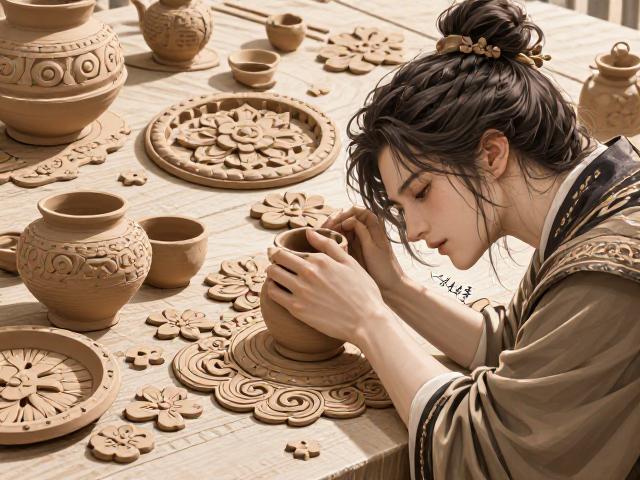 非遗传统纹饰雕刻技法，陶土瓷土堆塑贴花工艺详解