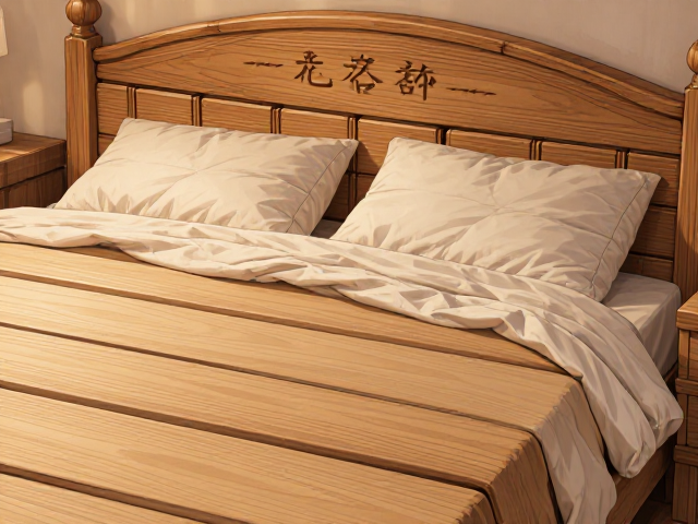 北欧风格手绘花纹实木床架,舒适睡眠与自然美学