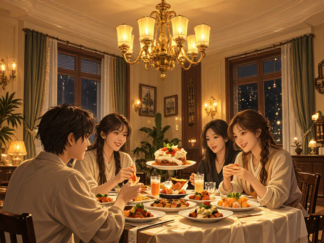 客厅主厅高显色美食光吊灯,可升降设计让聚餐更温馨
