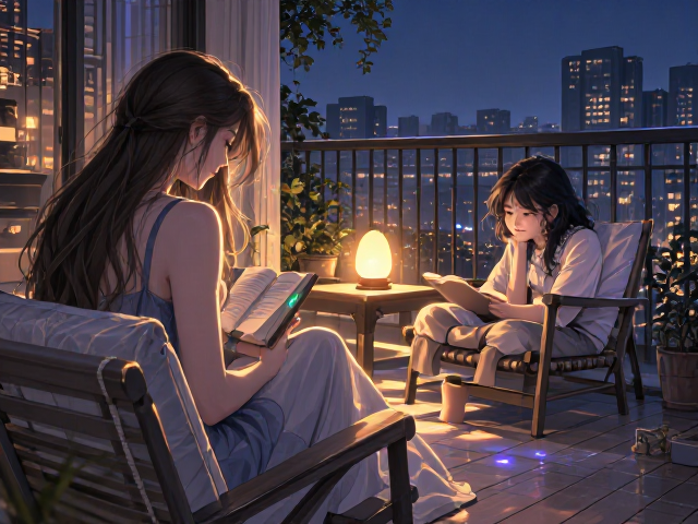 智能语音操控阳台休闲区,高显彩LED光源打造沉浸式夜读角
