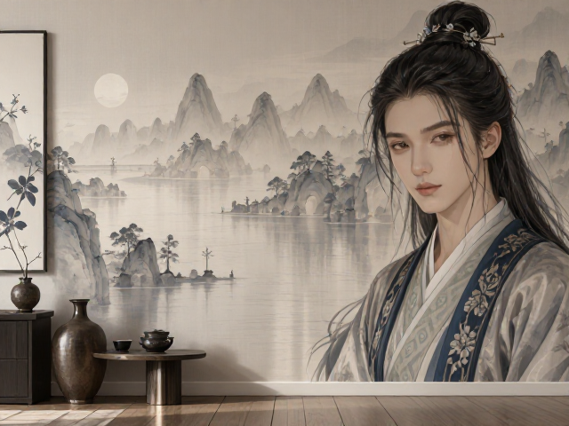 北欧轻奢摆件搭配整墙壁画,精致细腻打造高级家居美学