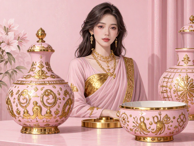 北欧轻奢摆件，融合多元文化符号的粉彩与金色美学设计