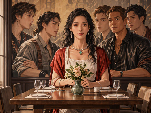 北欧轻奢摆件搭配大幅壁画,打造餐厅餐桌高级感与视觉焦点