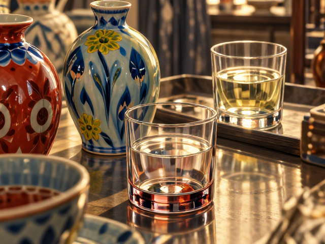陶瓷摆件搭配无铅玻璃杯,色彩丰富提升家居格调与品味