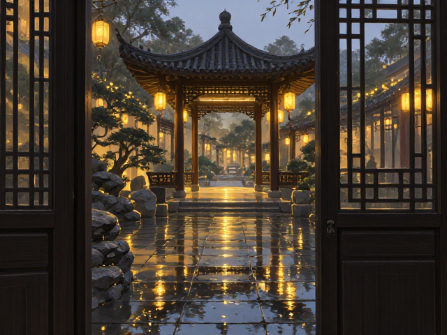 玄关入户摆件怎么摆?巧借庭院凉亭灯光反射,打造高级感入户风