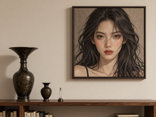 玄关摆件与墙面挂画搭配,书架层板上的家居美学指南