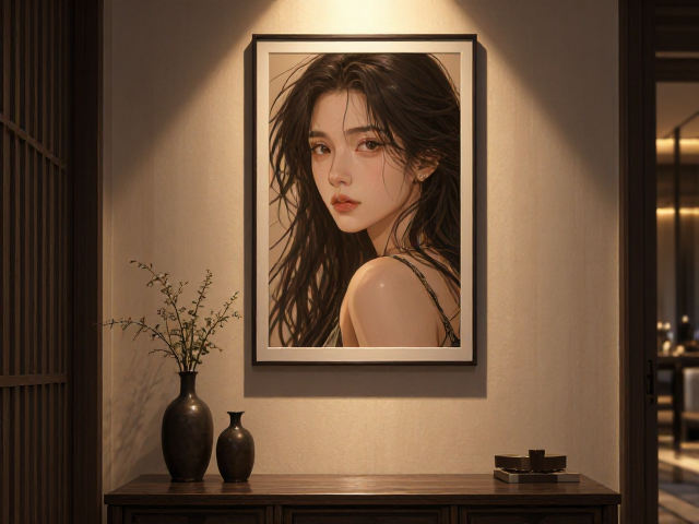 玄关入户摆件与墙面装饰画搭配,打造光影交错的入户美学