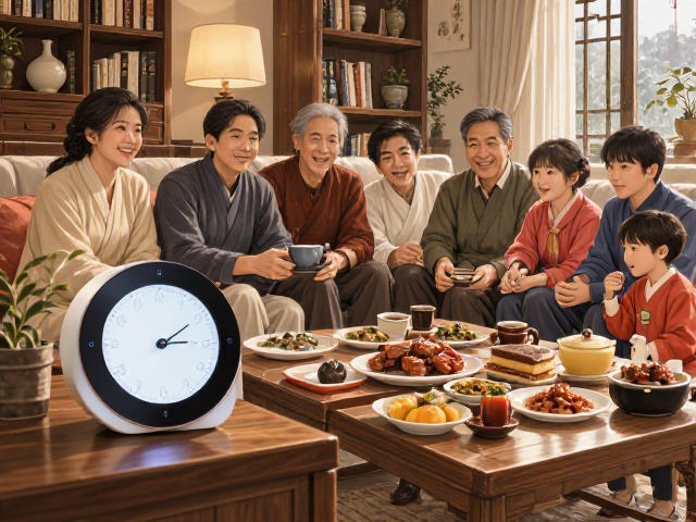 多代同堂客厅软装推荐,高颜值语音交互钟,智能又温馨