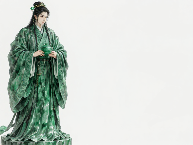 中式沉稳风翡翠绿摆件，白色空间的高级点缀指南