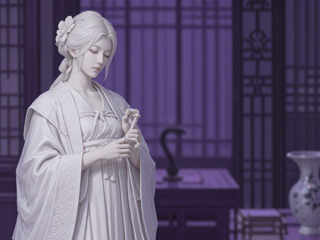 白色摆件搭配紫色系中式沉稳色,打造高级家居美学