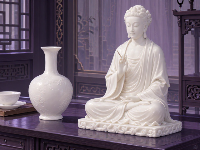 白色摆件搭配紫色系中式沉稳色,打造高级家居美学
