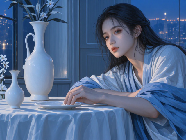蓝色系白色摆件，打造宁静冷色家居美学指南