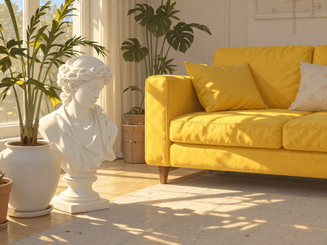 夏日清凉感!白色摆件搭配黄色系家居,打造清爽治愈风
