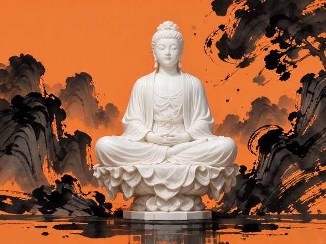 白色摆件搭配橙色系与水墨黑,打造高级感家居美学