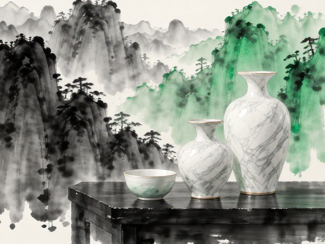 水墨黑与绿色系白色摆件搭配灵感，打造高颜值家居空间