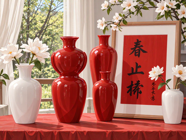 春季嫩色系白色摆件搭配中国红,打造高颜值家居新风尚
