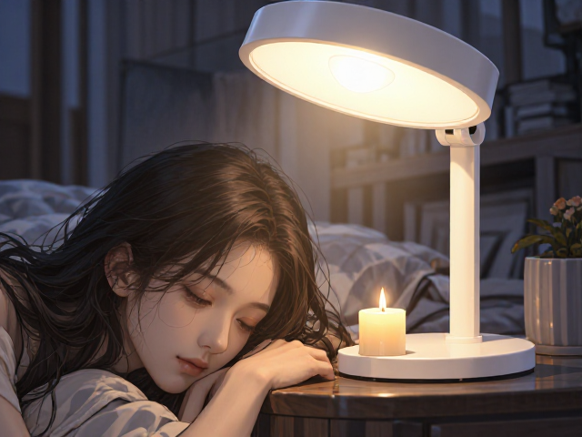 白色浪漫烛光色护眼灯,低蓝光危害,打造温馨睡眠氛围