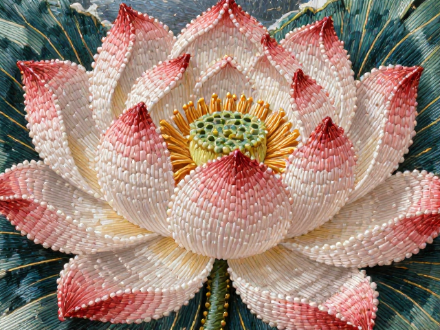 莲花纹样在打籽绣中的艺术表现