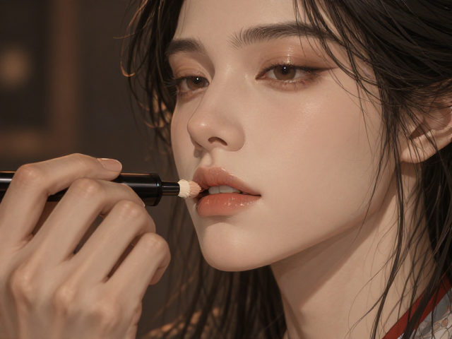 定妆与后续口红衔接