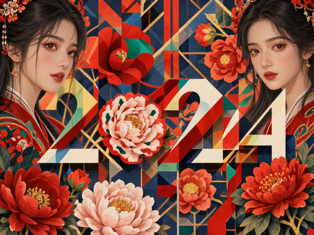 2024春节花卉植物几何海报设计灵感，高颜值节日素材推荐