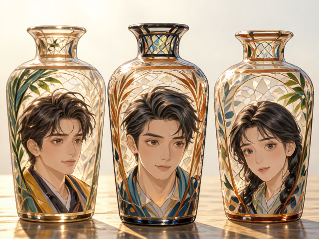 玻璃镂空工艺摆件，手工彩绘打造通透艺术珍品