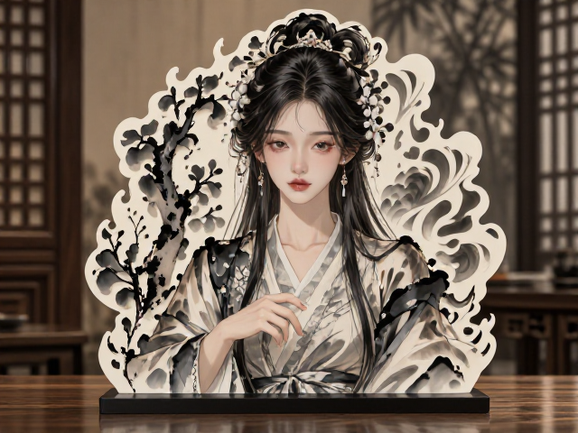 东方水墨韵镂空工艺摆件，多层叠加的艺术之美