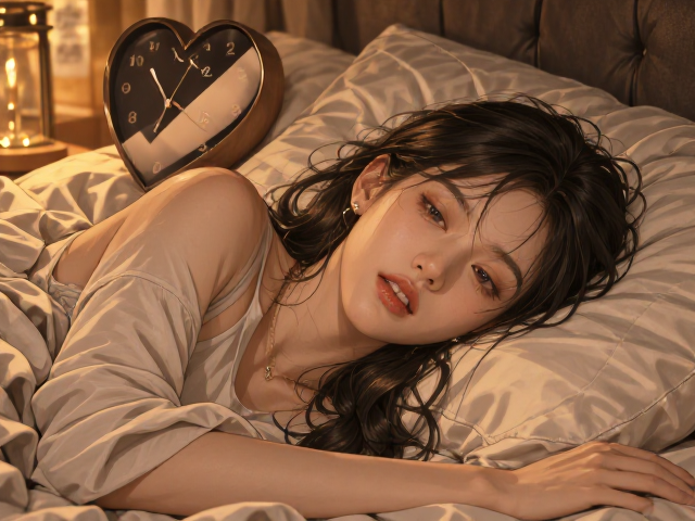 卧室床头圆形心形钟表,高颜值静音设计,打造温馨睡眠空间