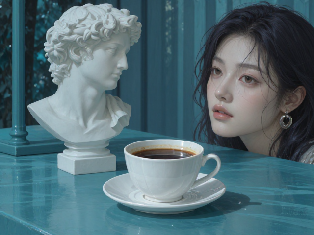 白色摆件怎么搭出彩?咖啡与青色系的视觉魔法