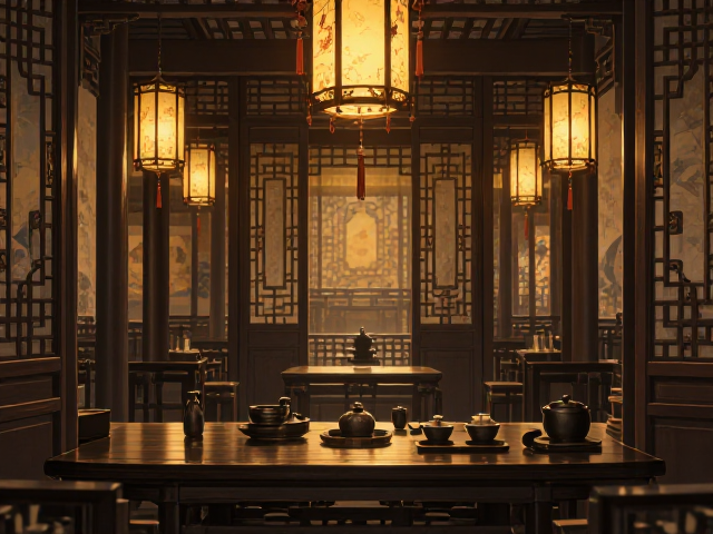 低显色中式典雅可调光灯具,营造古韵氛围,适合博物馆与茶室